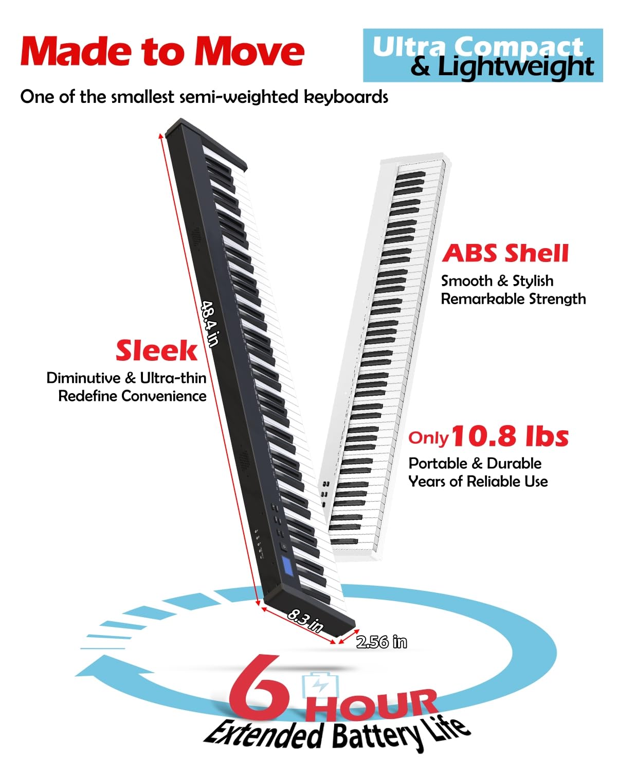 Amazon.com: NikoMaku Semi-weighted 88 Keys Piano Keyboard Compact